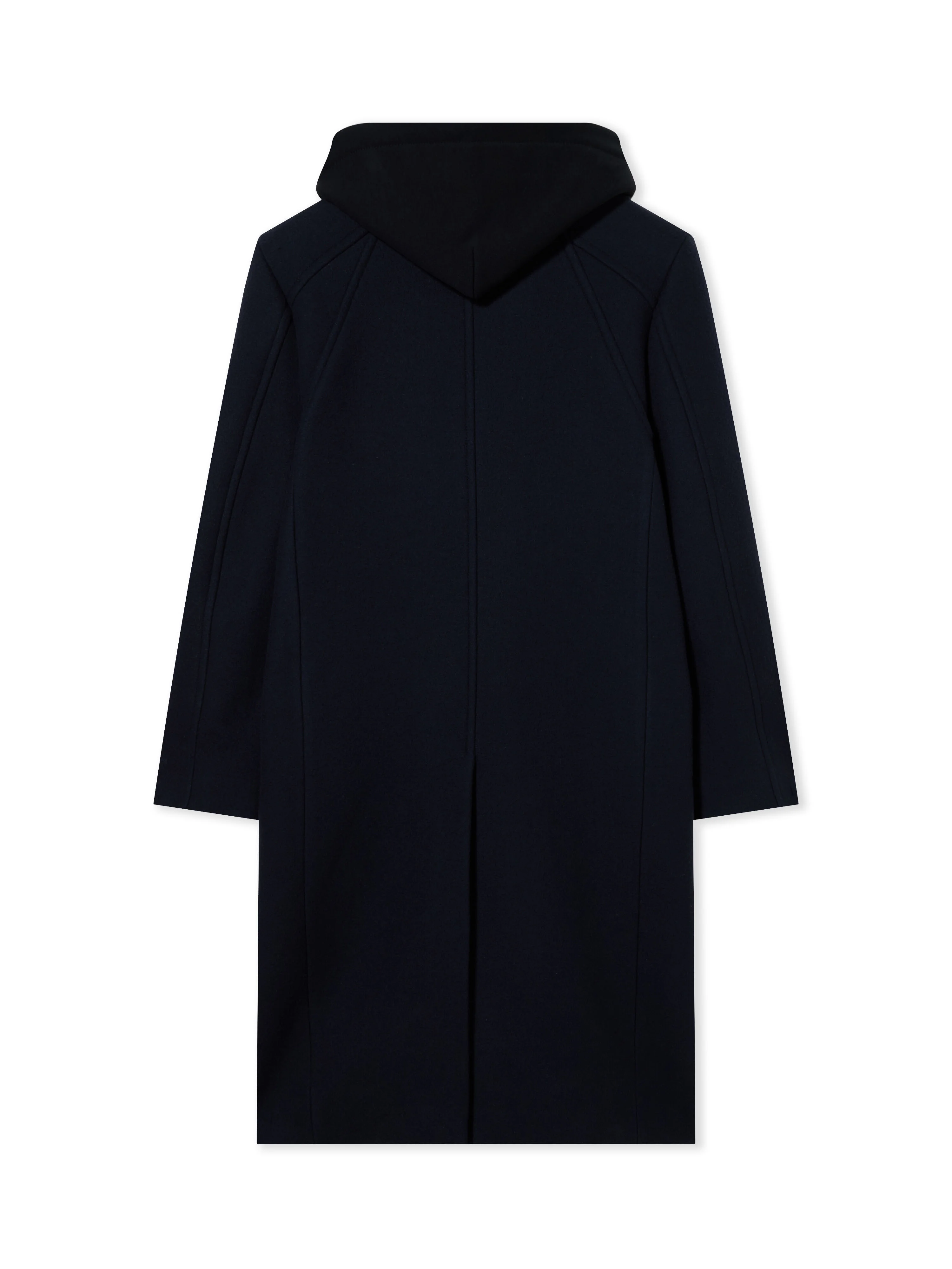 Wool Varsity Hooded Double-Breasted Coat - 1