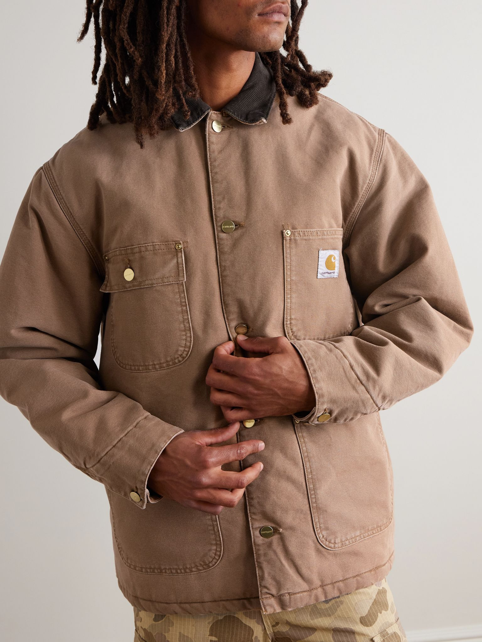 OG Corduroy-Trimmed Cotton-Canvas Chore Jacket Brown - 3