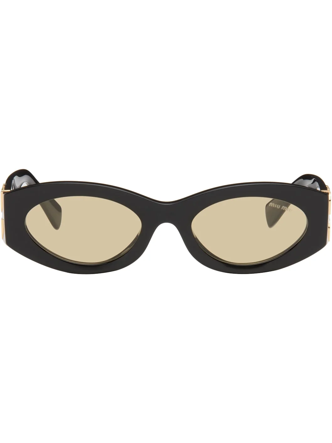 Black Retro Oval Sunglasses - 1