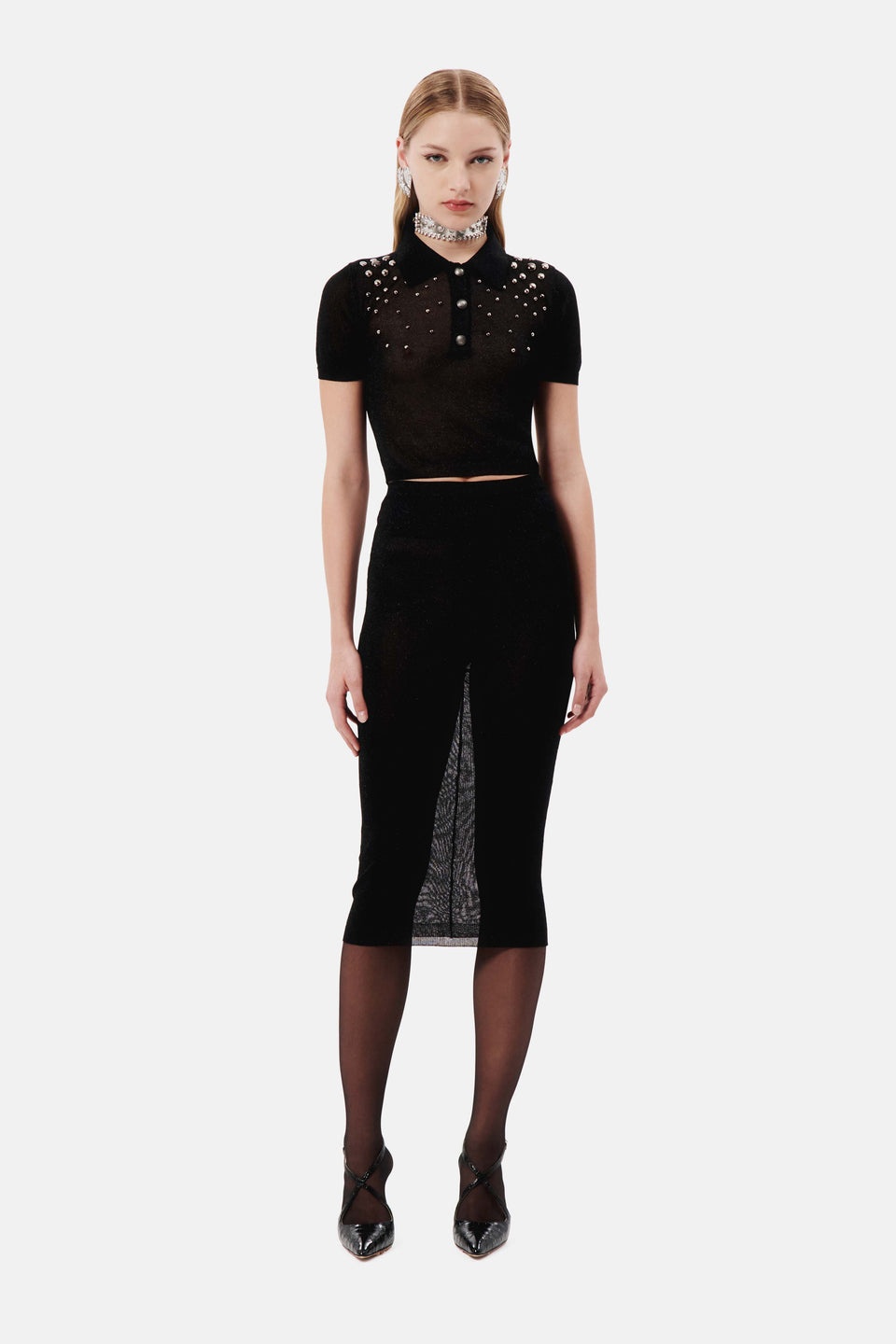LUREX KNIT MIDI SKIRT - 4