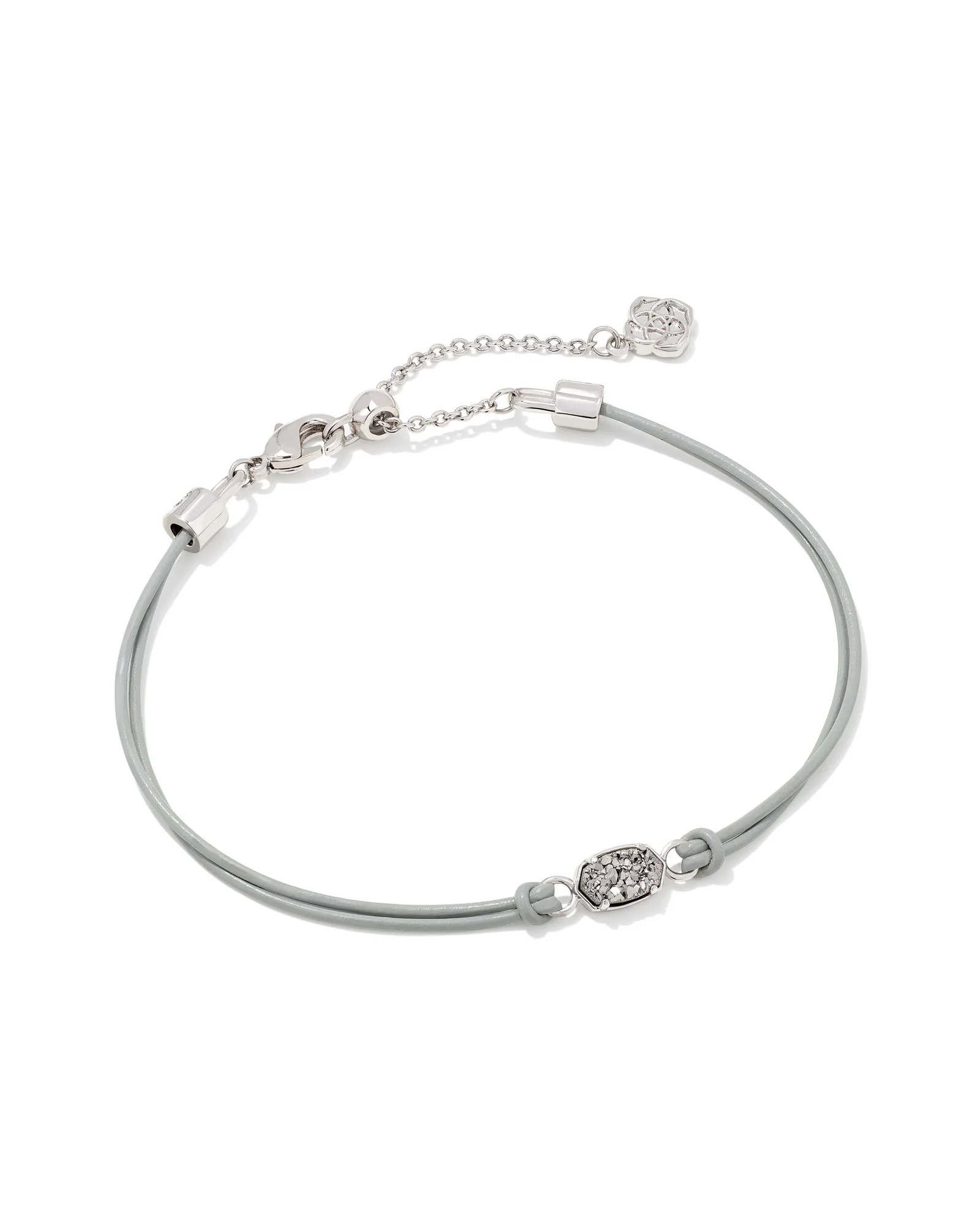 Emilie Silver Corded Bracelet in Platinum Drusy - 1