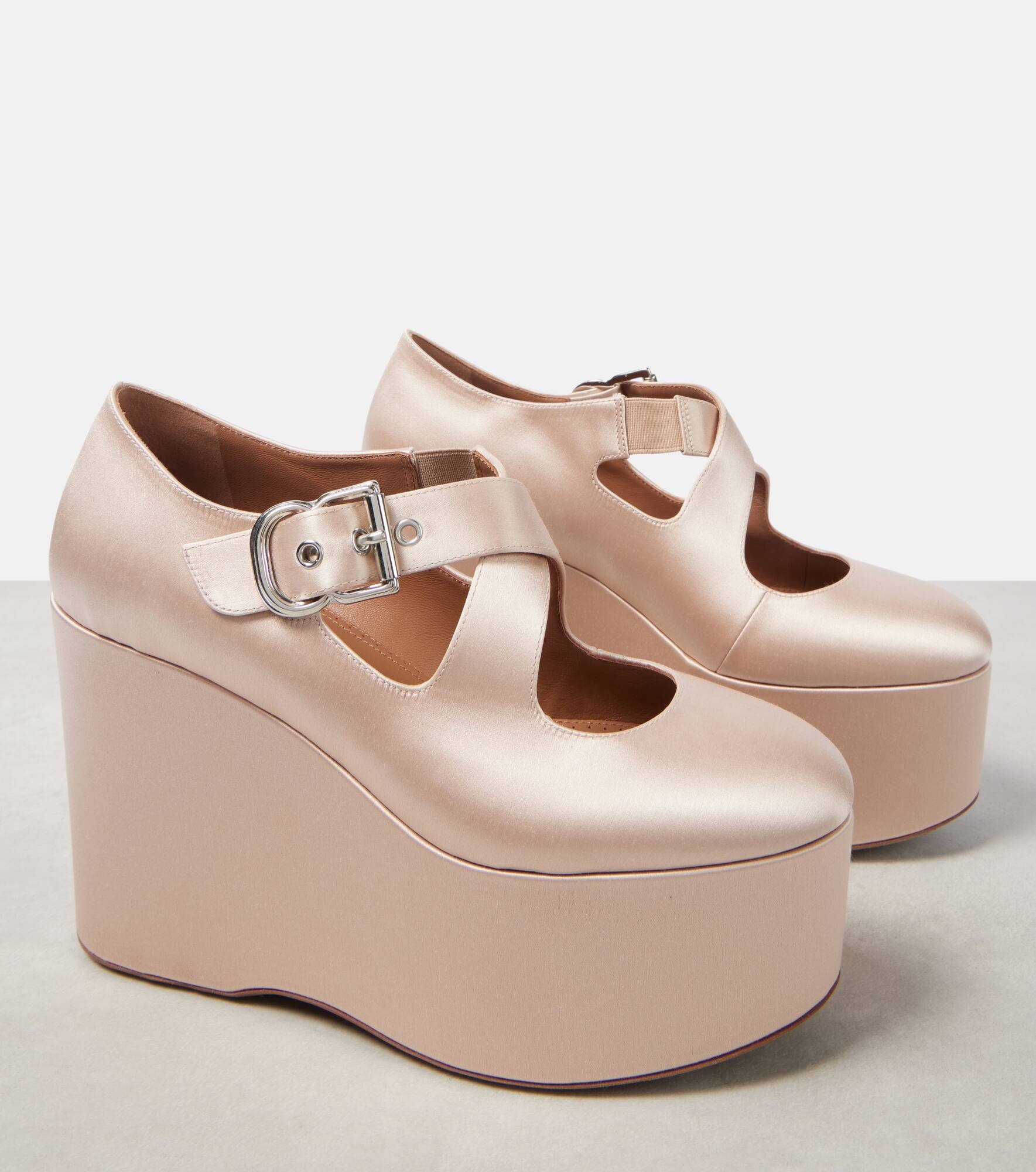 110 satin platform wedges - 5