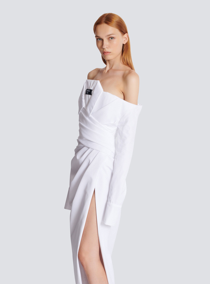 Long-sleeved poplin bustier dress 6
