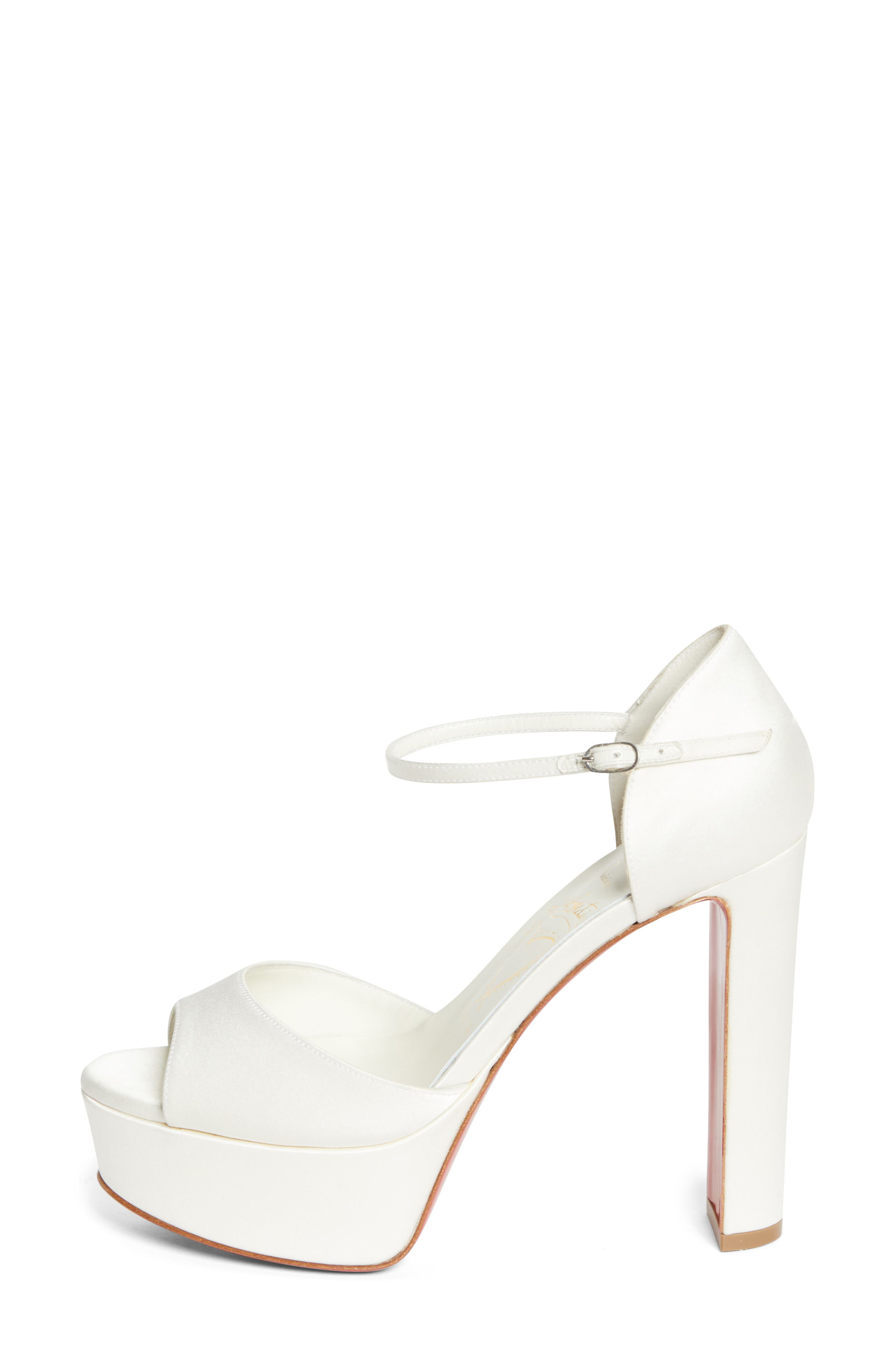 Christian Louboutin Sandaloo Silk Satin Platform Sandal in W446 Ivory/lin Snow at Nordstrom - 3