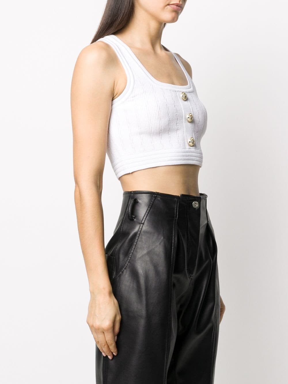 ribbed sleeveless crop top - 3