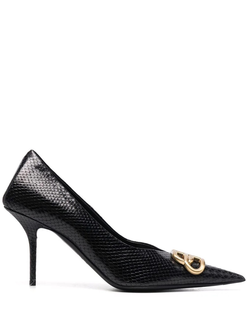 BALENCIAGA snake-effect logo-plaque pumps outlook