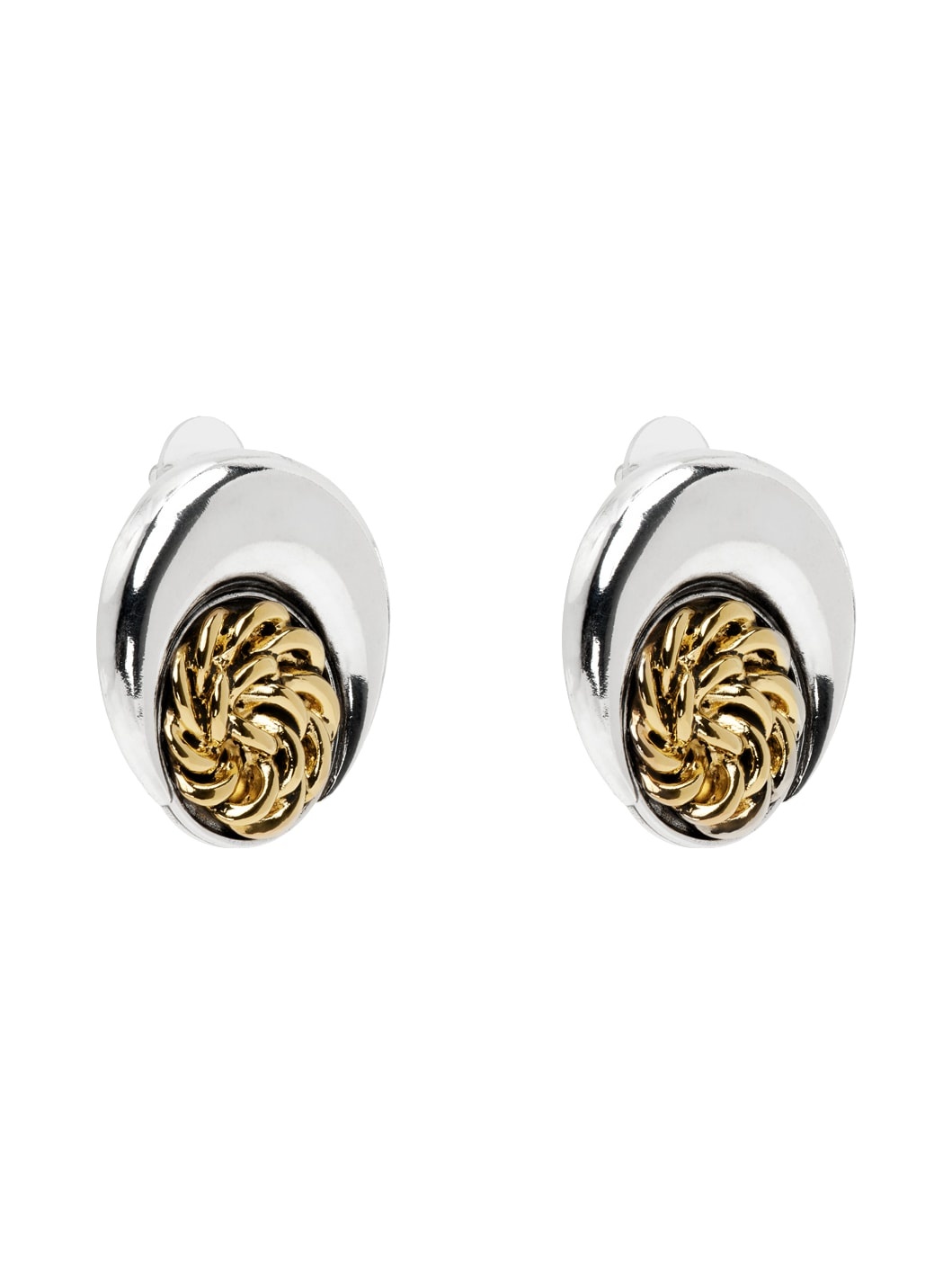 Silver & Gold Regenerated Buttons Moon Earrings - 2