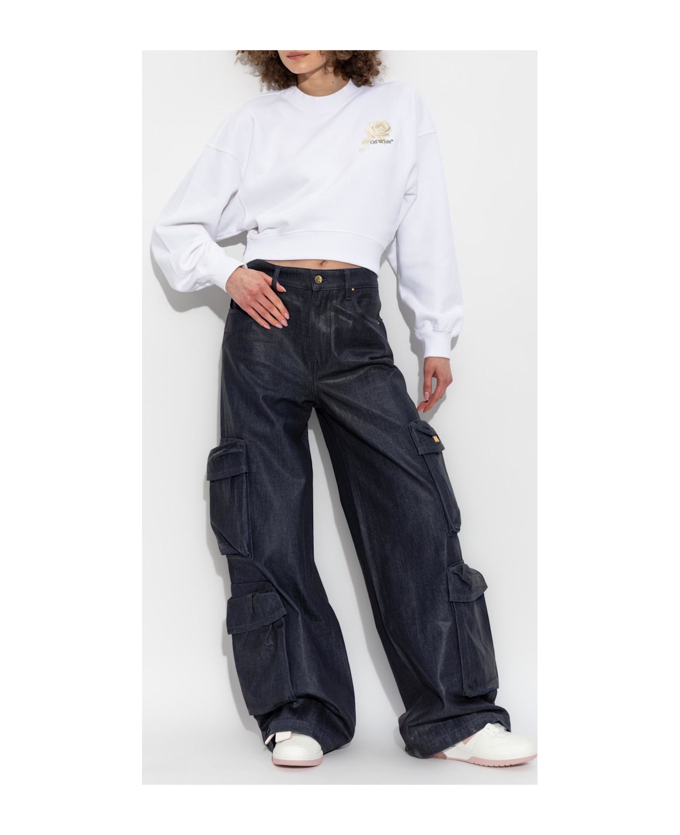 Off-white Cropped Sweatshirt With Print - 2