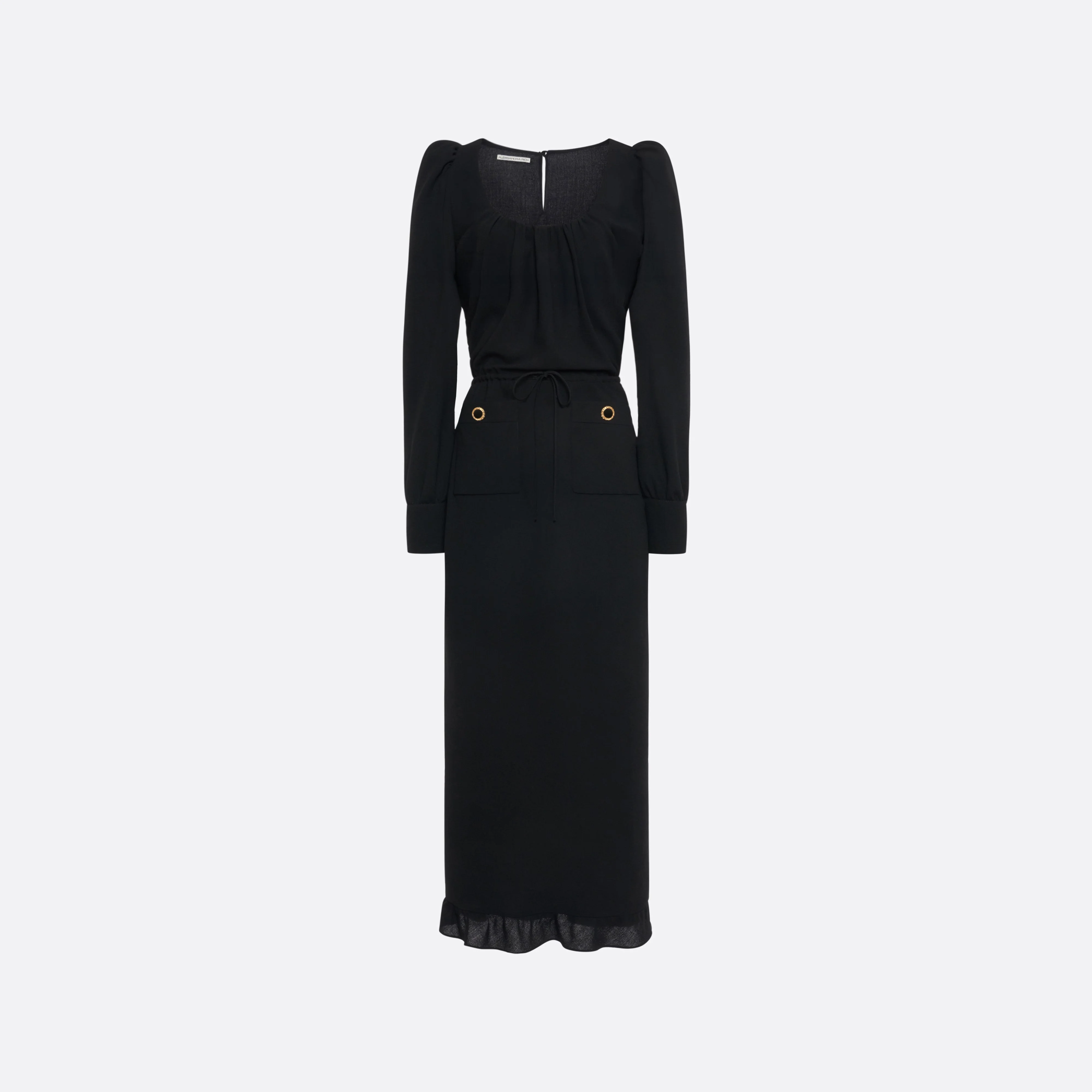 WOOL CRÊPE MIDI DRESS WITH SCOOP NECKLINE - 1