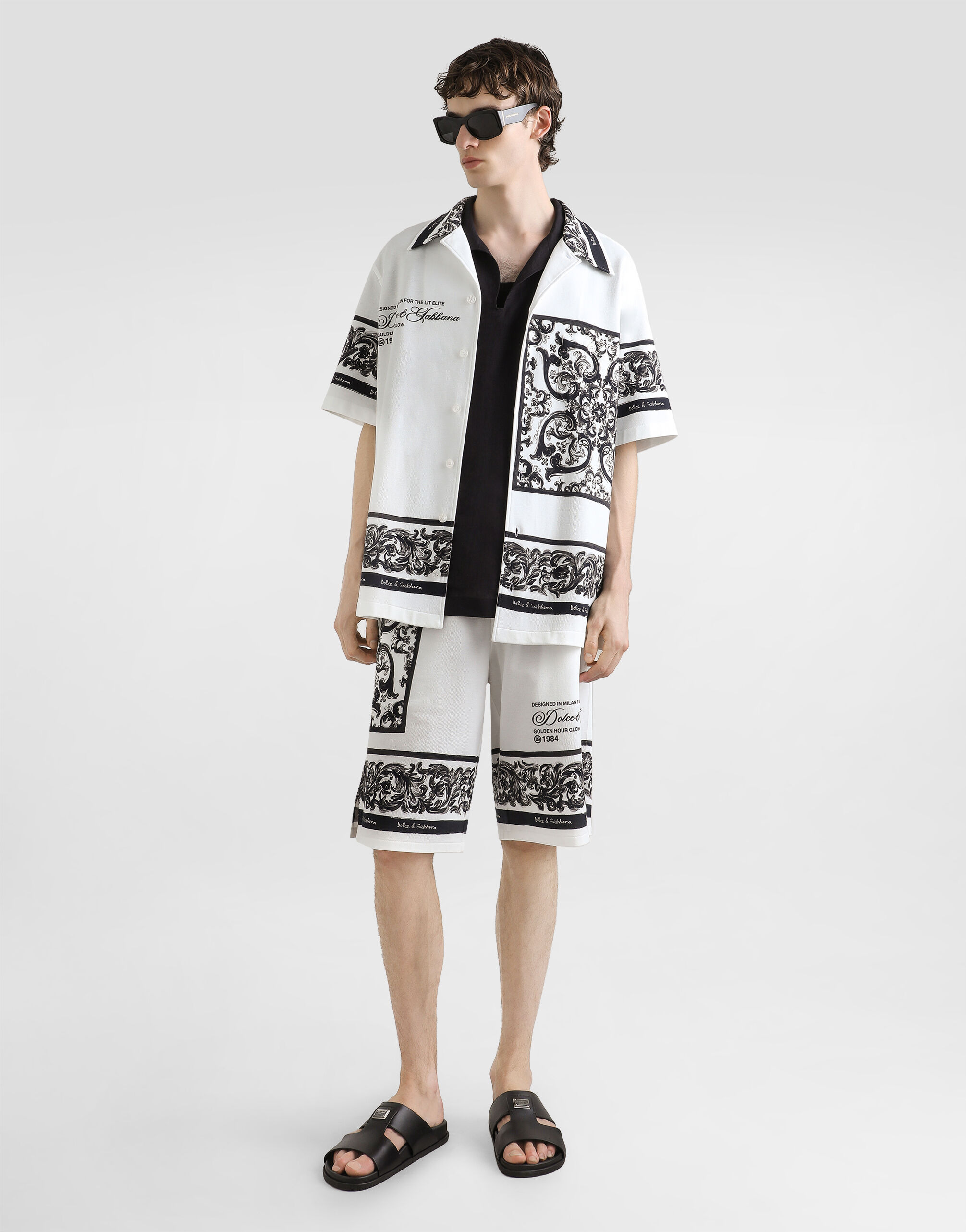 Majolica-print hawaii double piqué shirt - 2