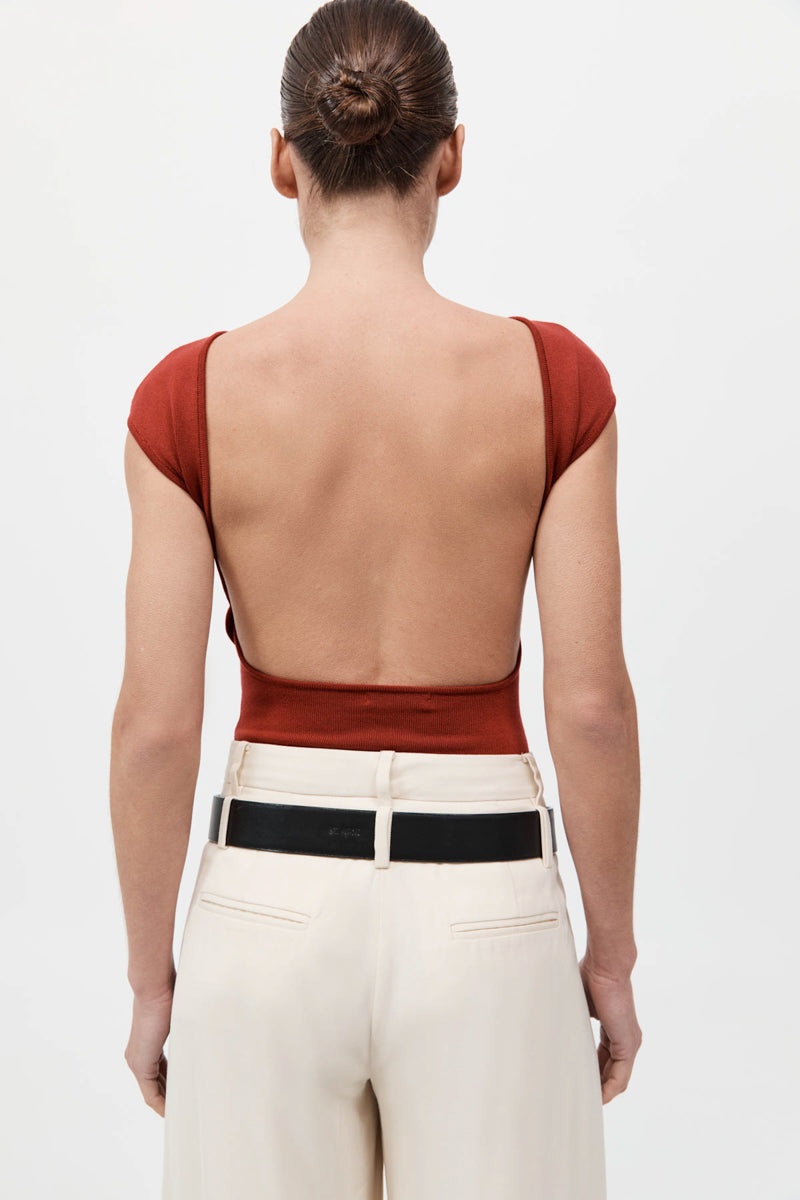 Sculpted Ballet Knit Top - Rosso - 5