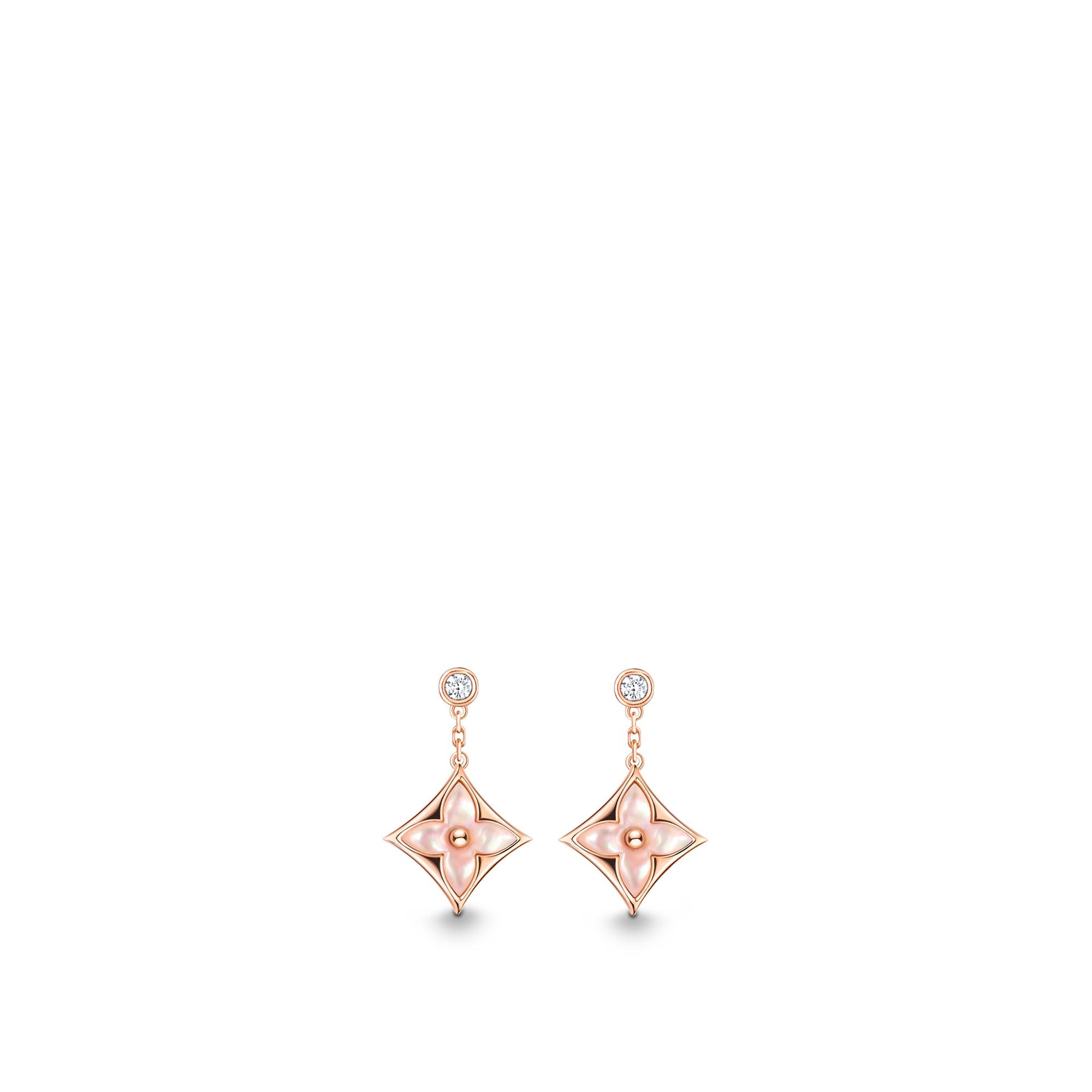 Color Blossom BB Star Ear Studs, Pink gold, pink Mother of pearl and diamonds - 1