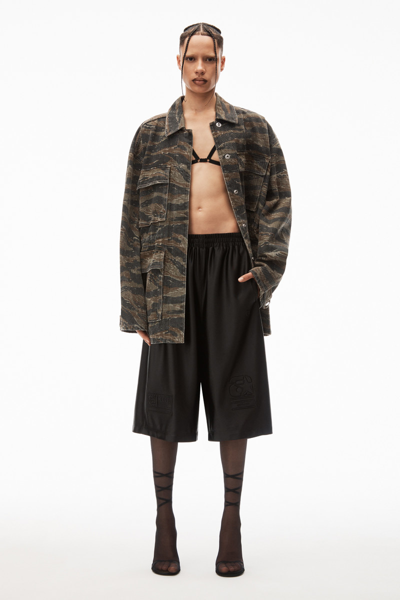 Alexander Wang camo cinched waist jacket in denim outlook