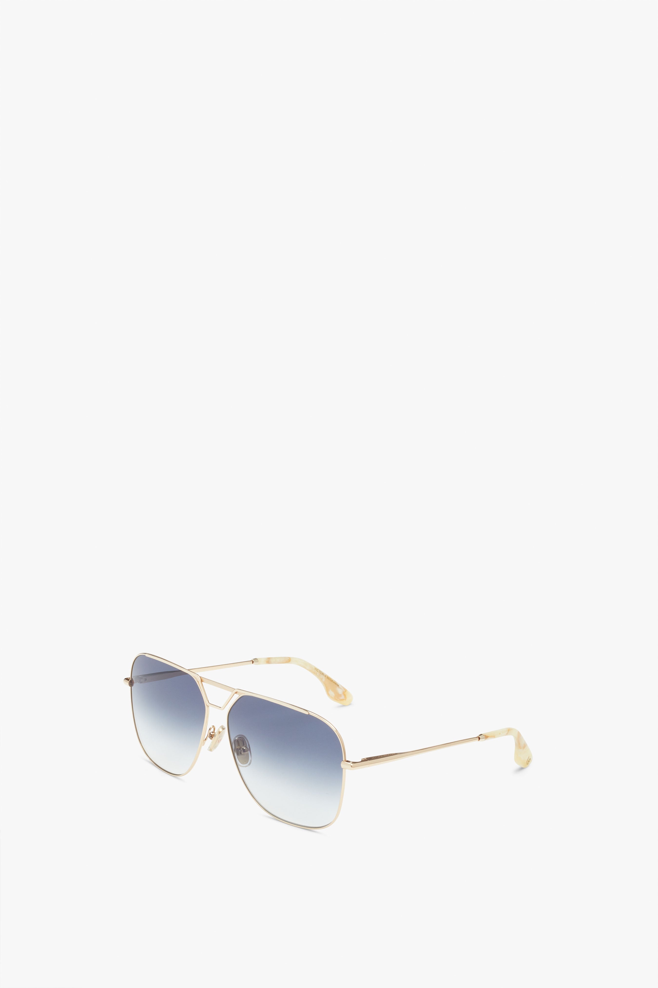 Classic V Metal Navigator Sunglasses In Gold Blue - 3