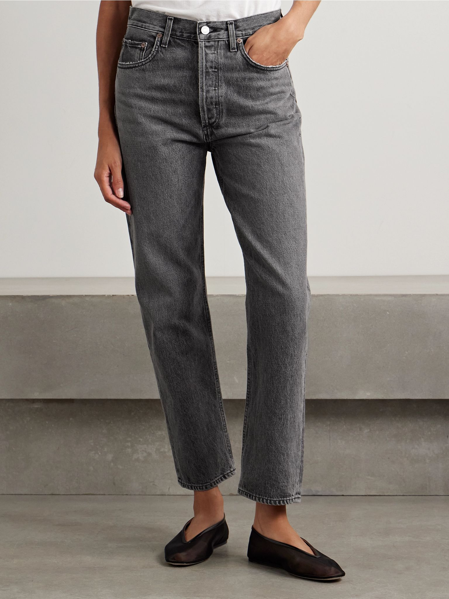 '90s Pinch Waist cropped high-rise straight-leg jeans Black - 3