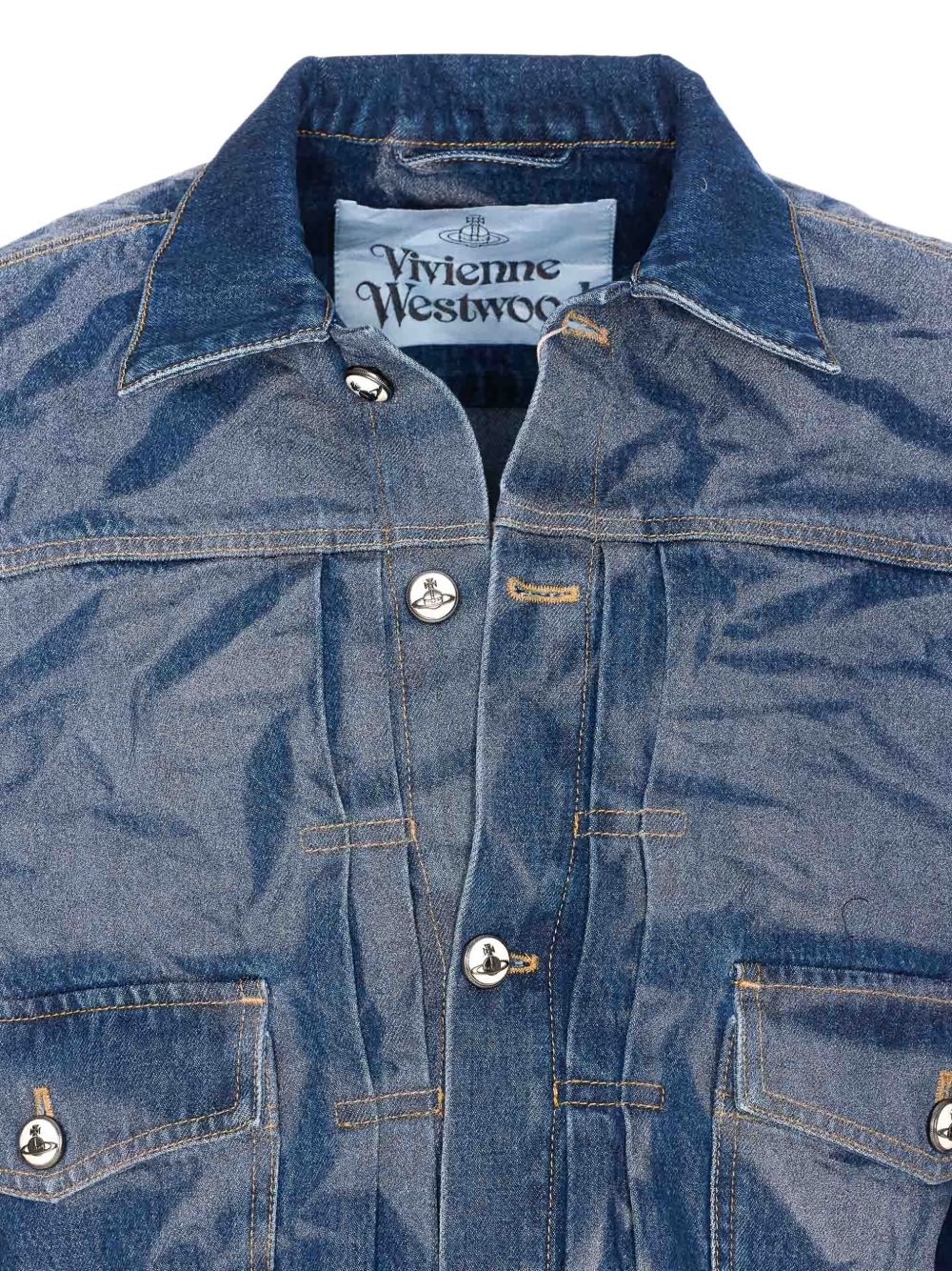 crinkled-effect denim jacket - 4