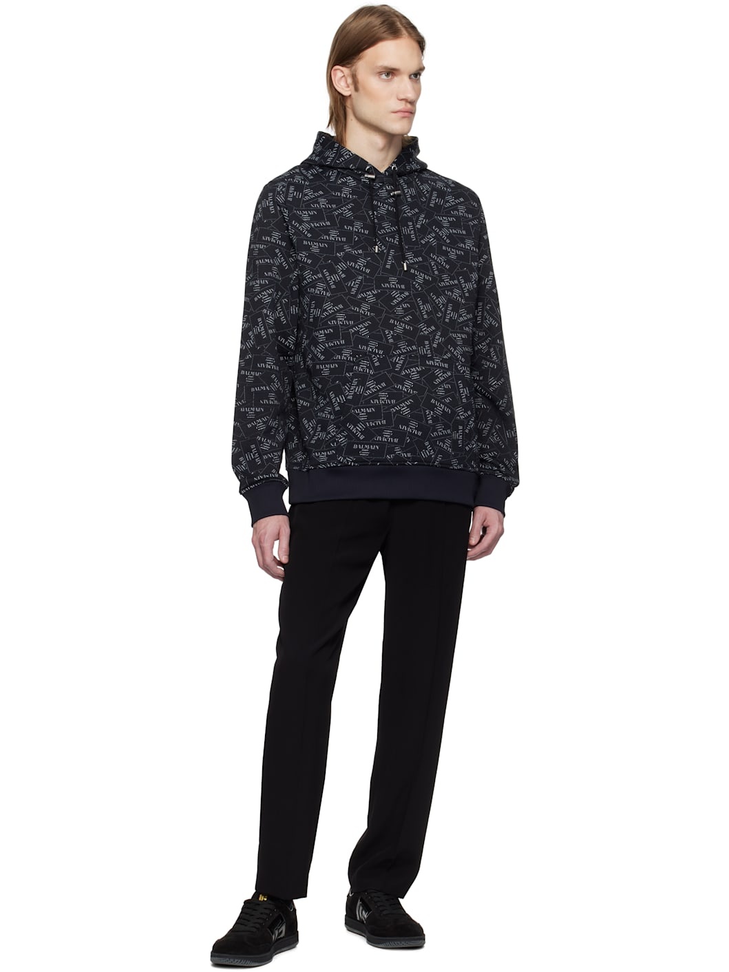 Black Crêpe Straight-Leg Trousers - 4