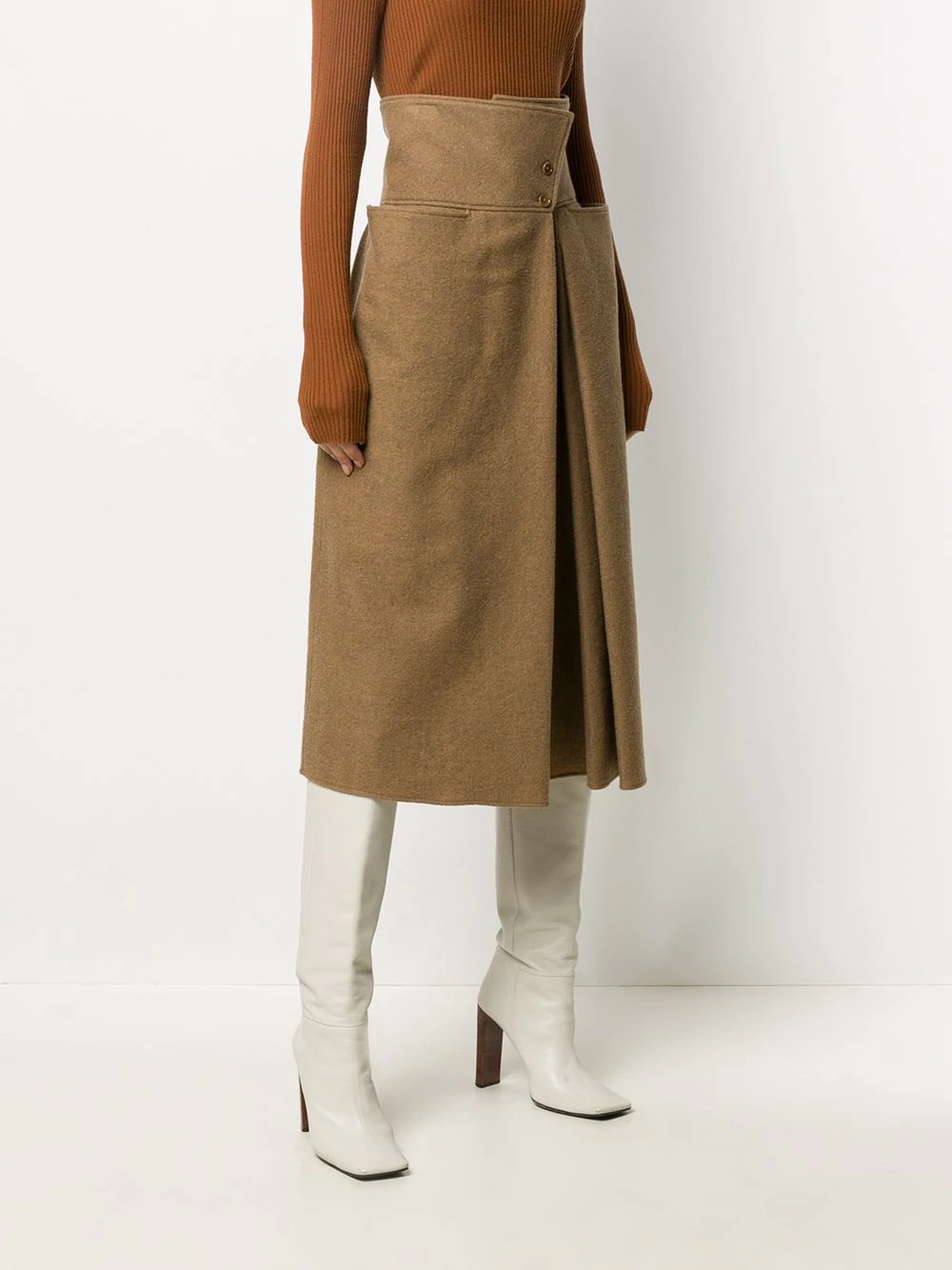 high-waisted side vent skirt - 3