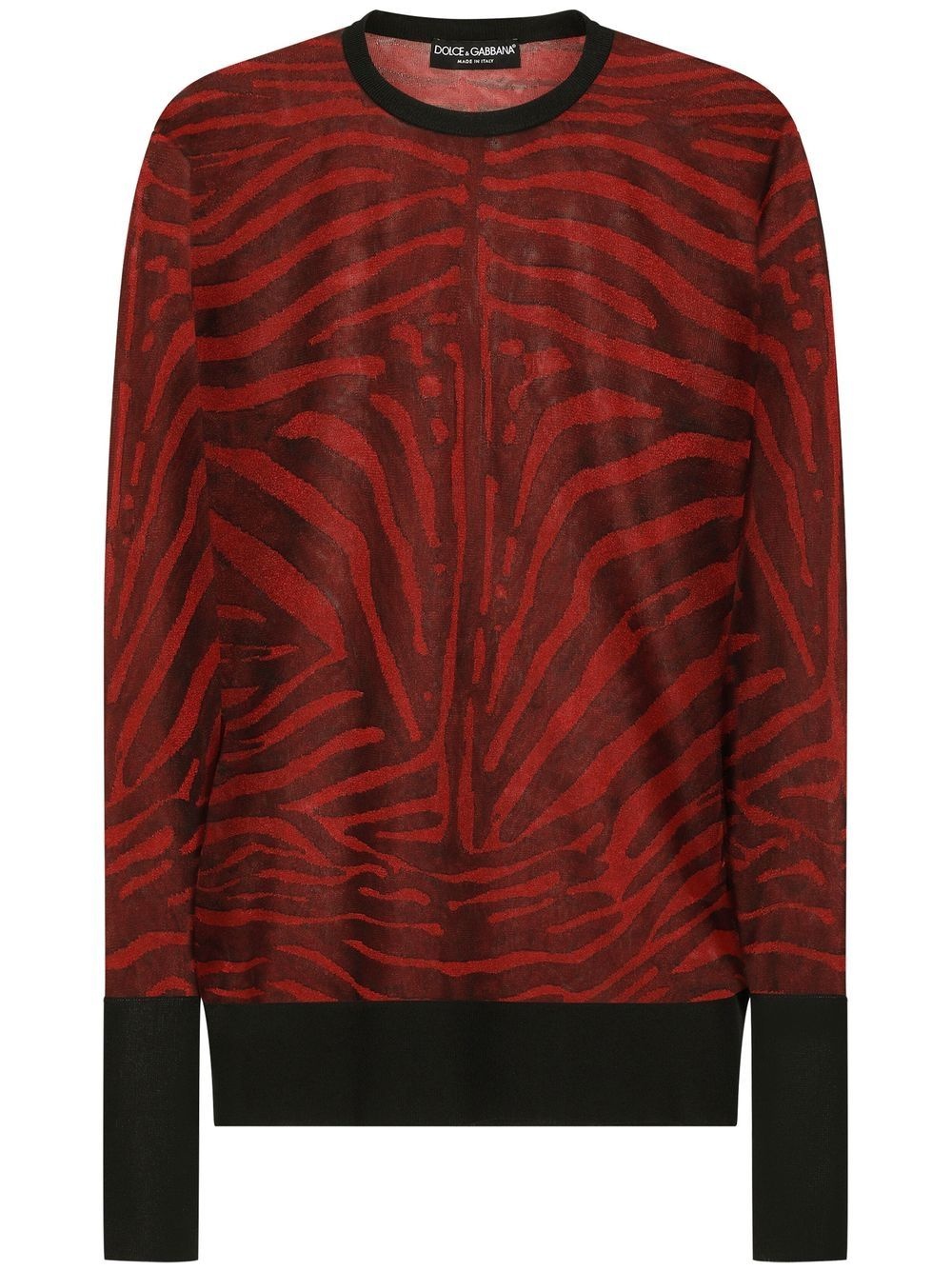 animal-print panelled knitted top - 1