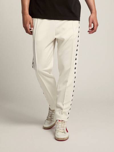 Golden Goose Men's white joggers with black stars on the sides outlook