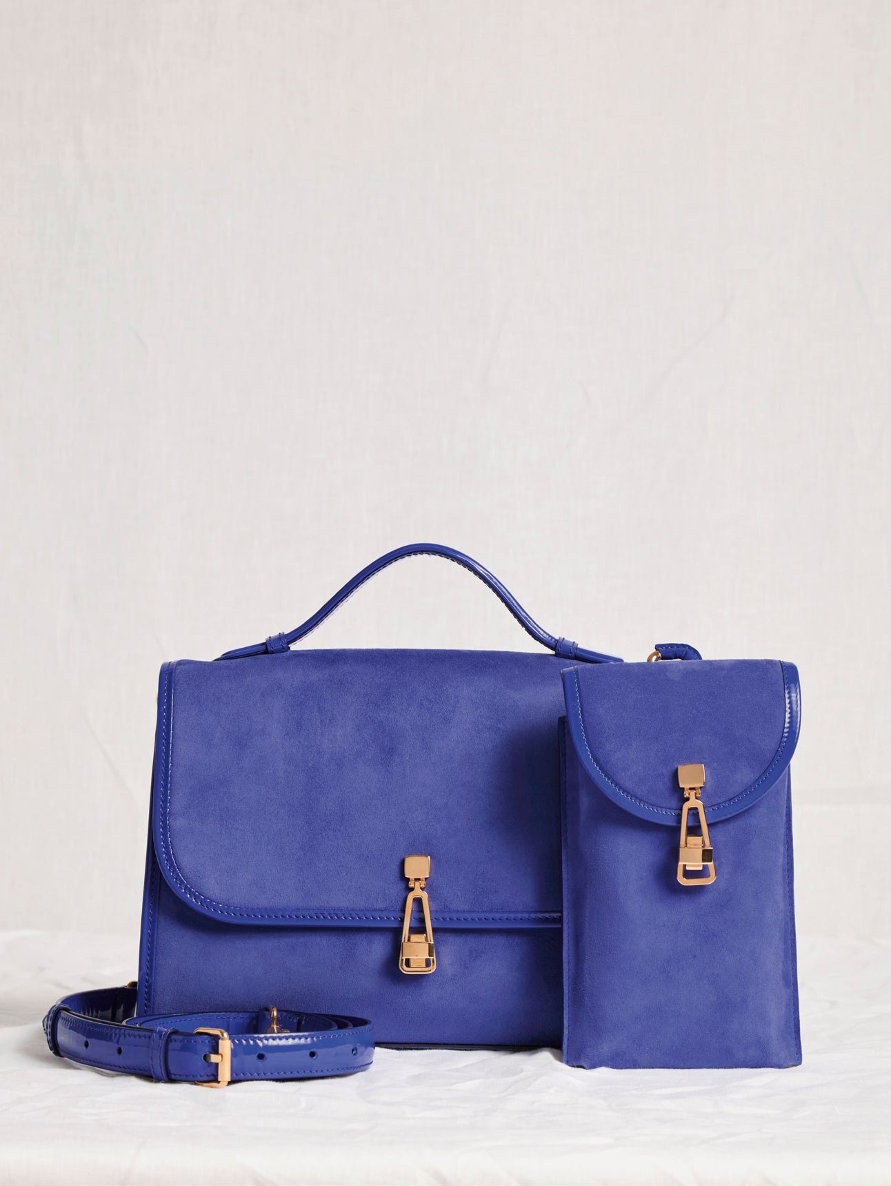Medium Leonora Flap Bag in Cobalt Suede - 6