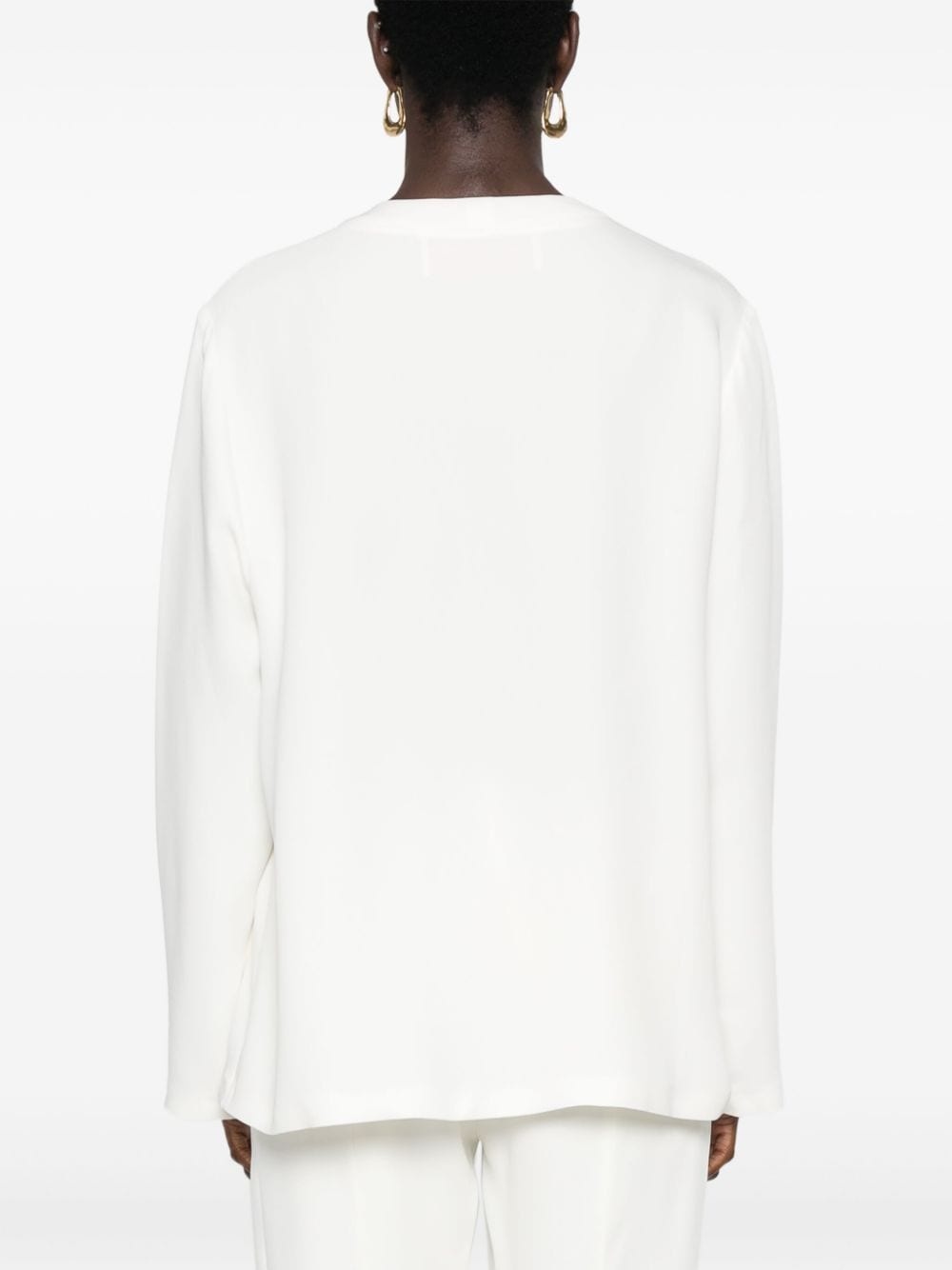 V logo-plaque silk tunic - 4