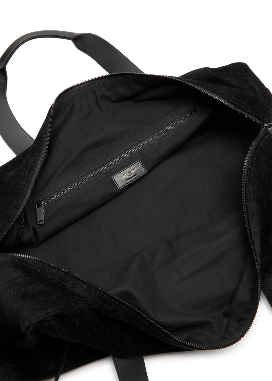 Logo-jacquard velvet holdall - 4