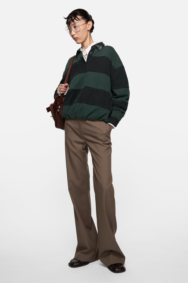 Acne Studios Striped polo sweater - Forest green/black outlook