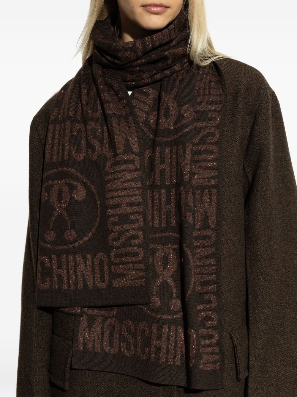 metallic-effect wool scarf - 5
