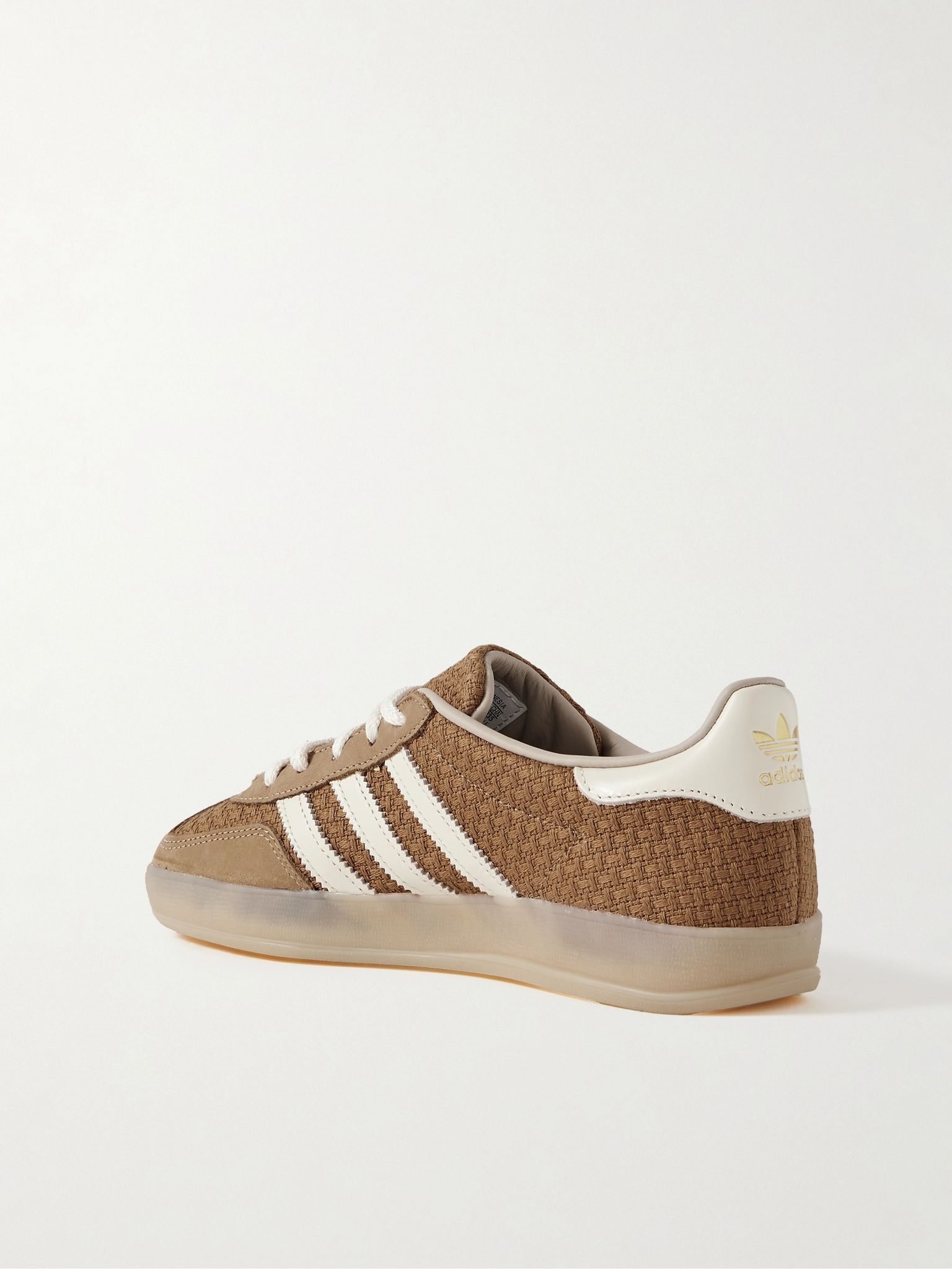 Gazelle Indoor nubuck and leather-trimmed jacquard sneakers Camel - 3