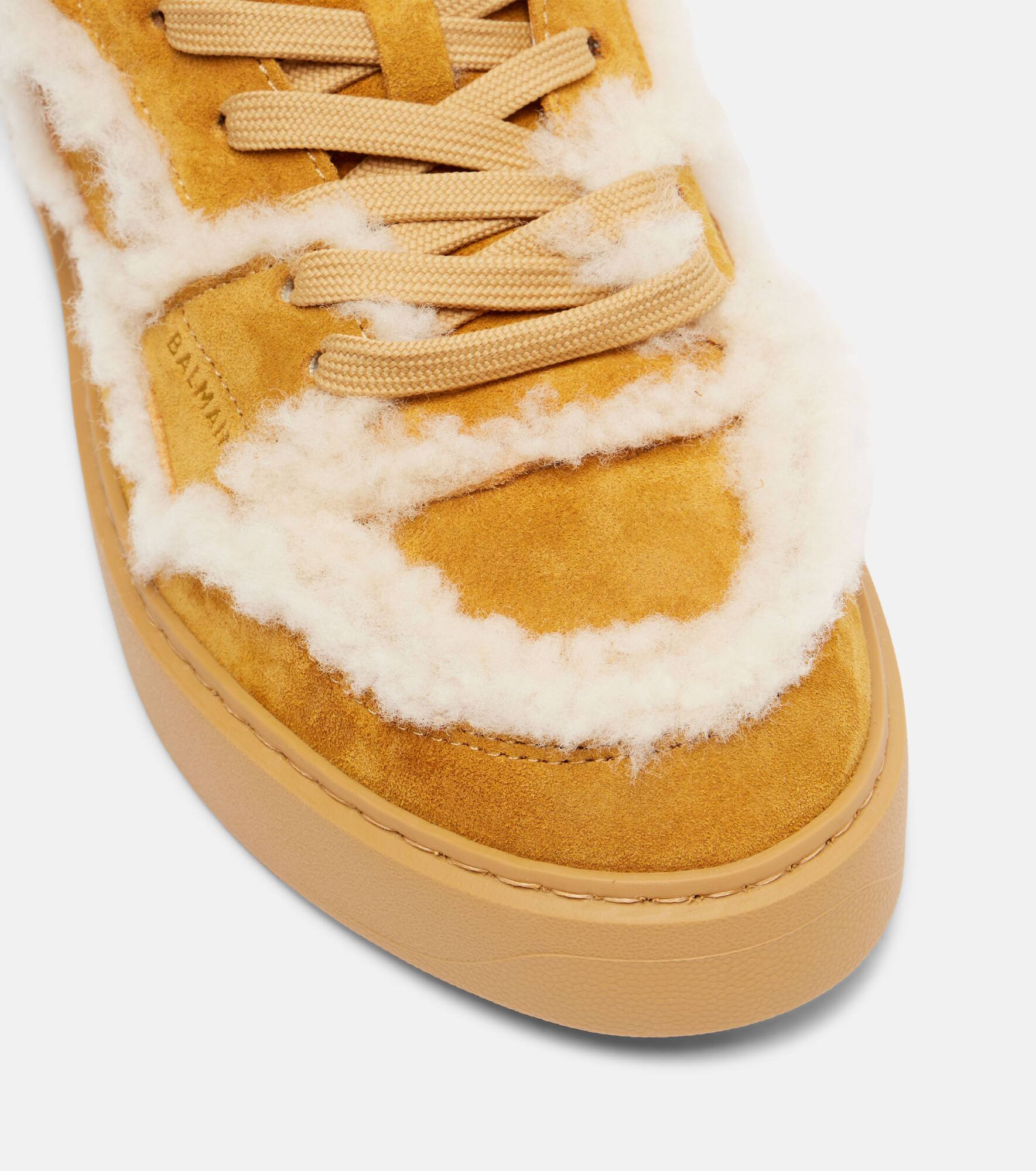 Shearling-trimmed suede sneakers - 5