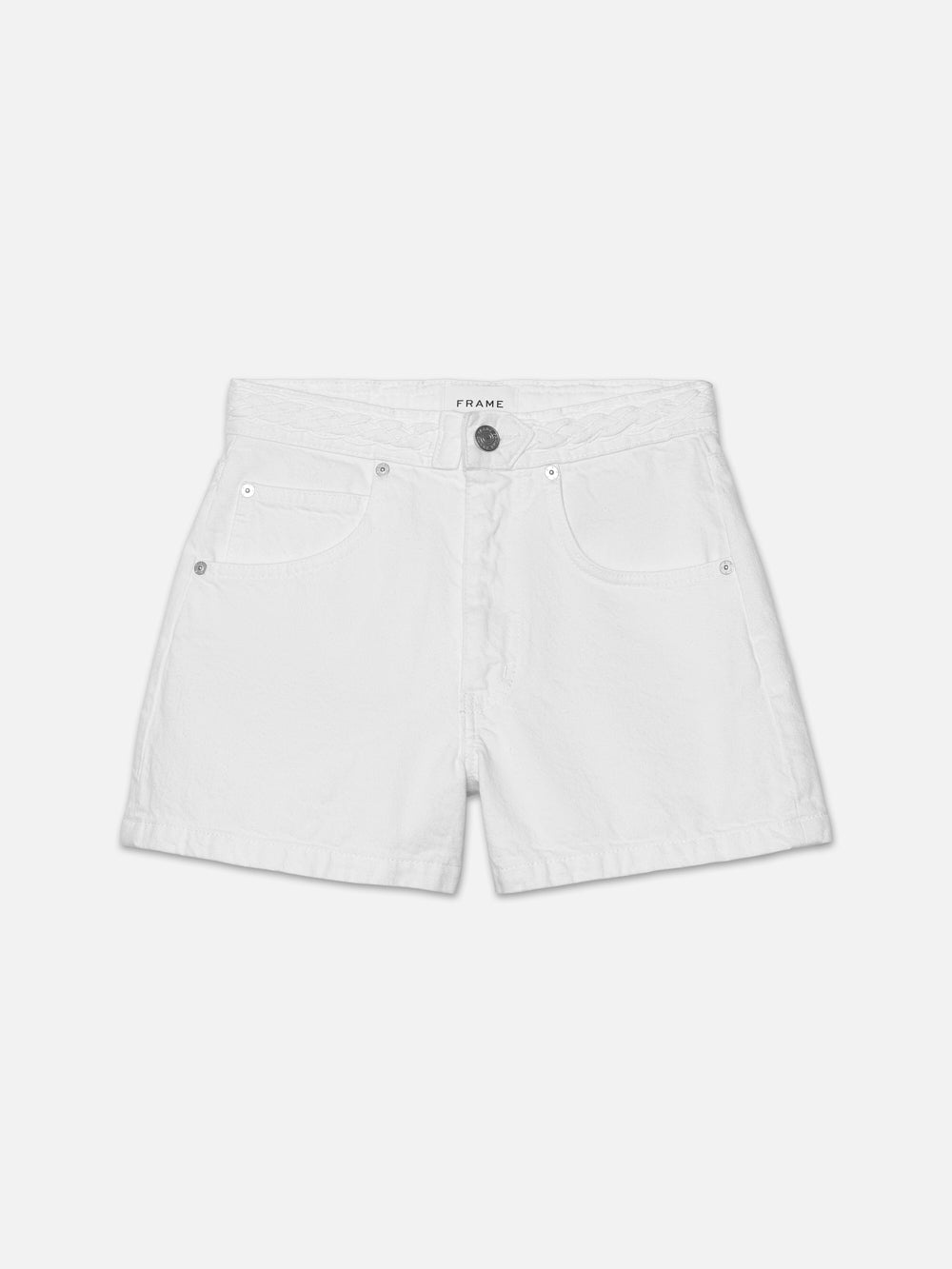 Braided Waistband Short in White - 1