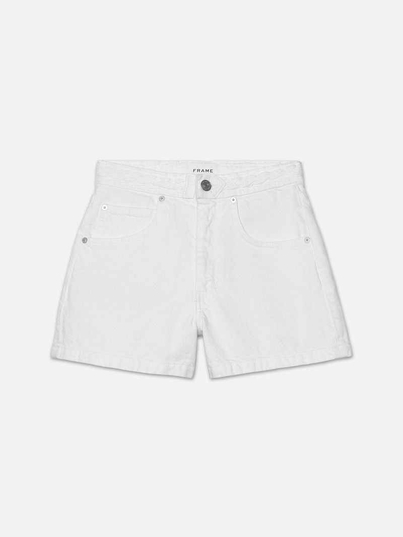 Braided Waistband Short in White 1