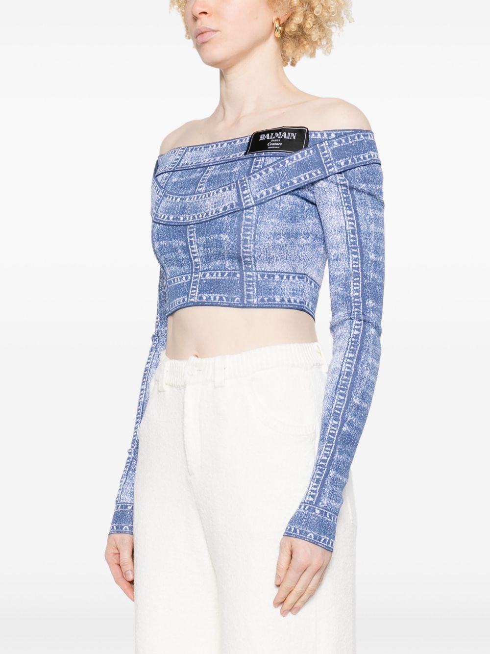 trompe l'oeil-print crop top - 3