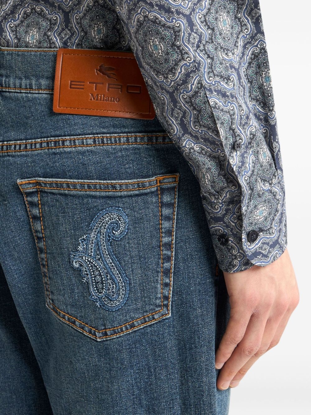 embroidered cotton jeans - 4