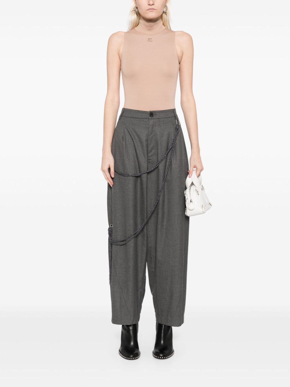 chain adorned wide-leg trousers - 2