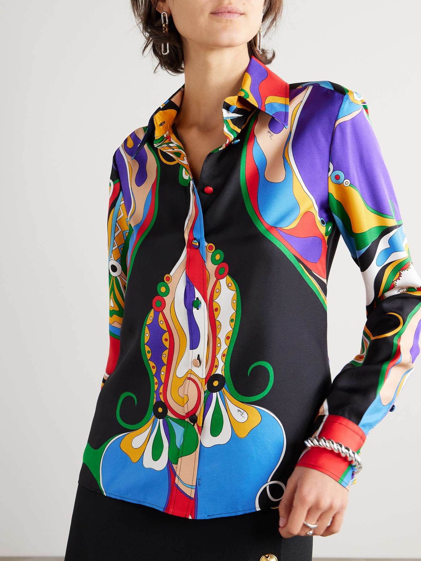 Printed silk-twill shirt - 3