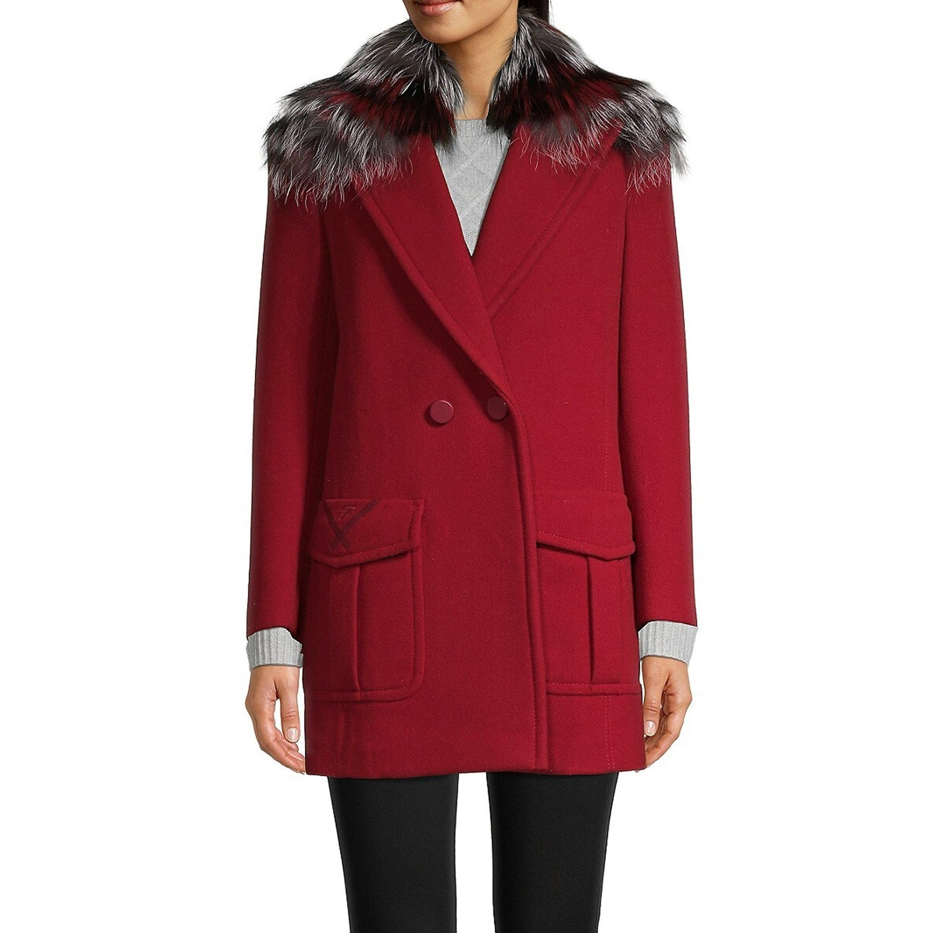 Fendi Fur Collar Wool Coat Women - 2