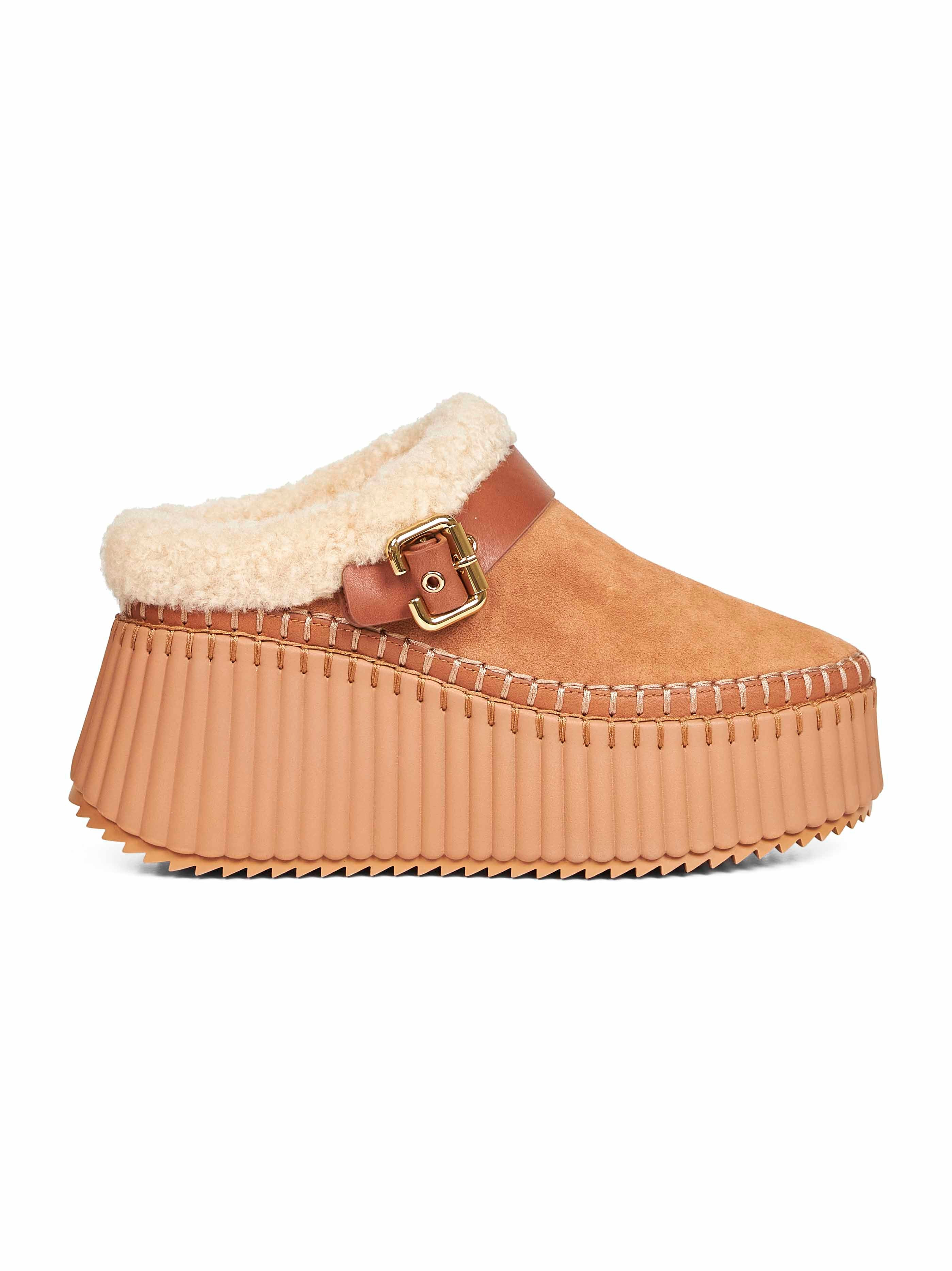 Pottery brown Nama wedge mules - 1