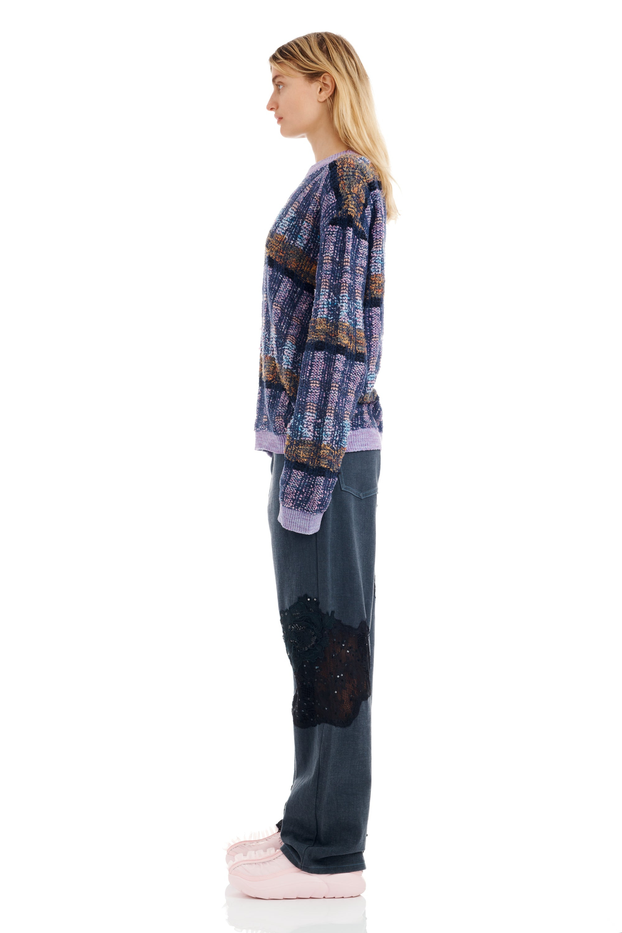 VITELLI PURPLE PLAID WOOLLY SWEATER - 5