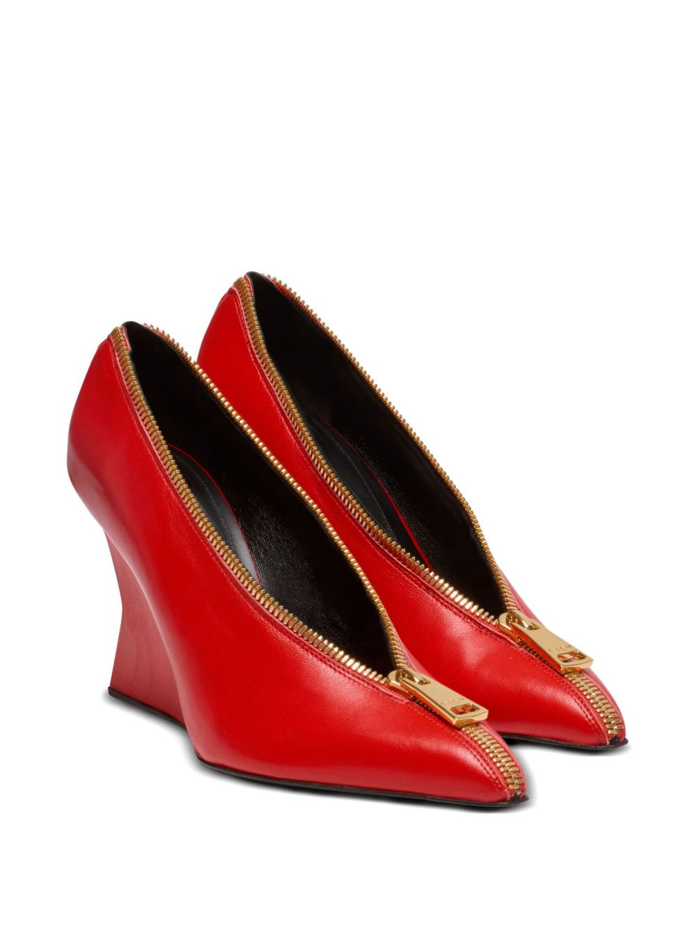 95mm zip-detail wedge heeled pumps - 2