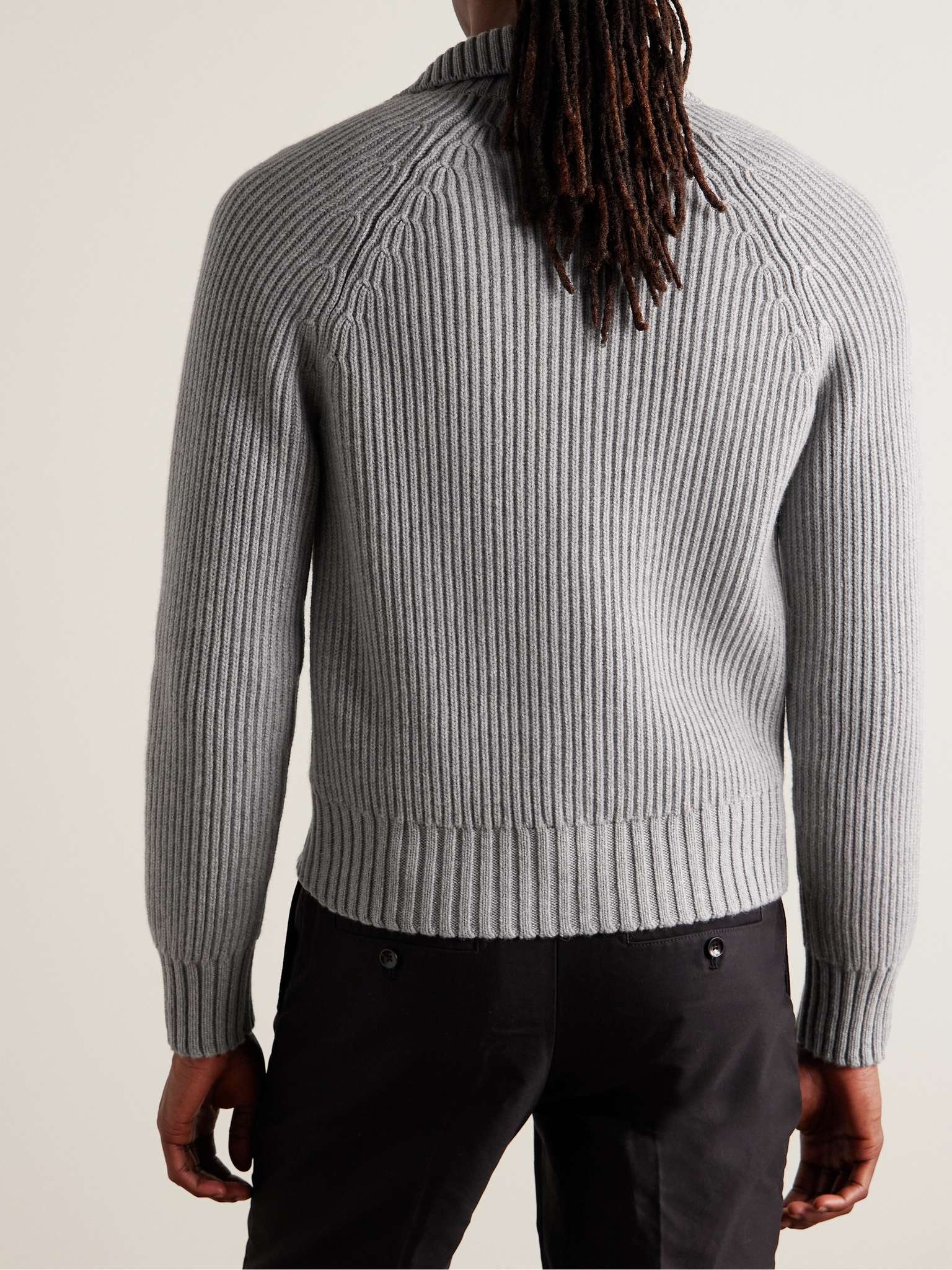 Ribbed Wool and Cashmere-Blend Cardigan - 8