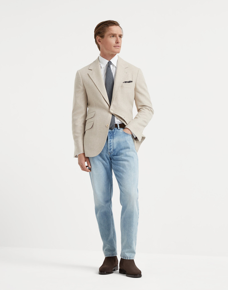 Brushed wool and cashmere chevron deconstructed Cavallo blazer 5