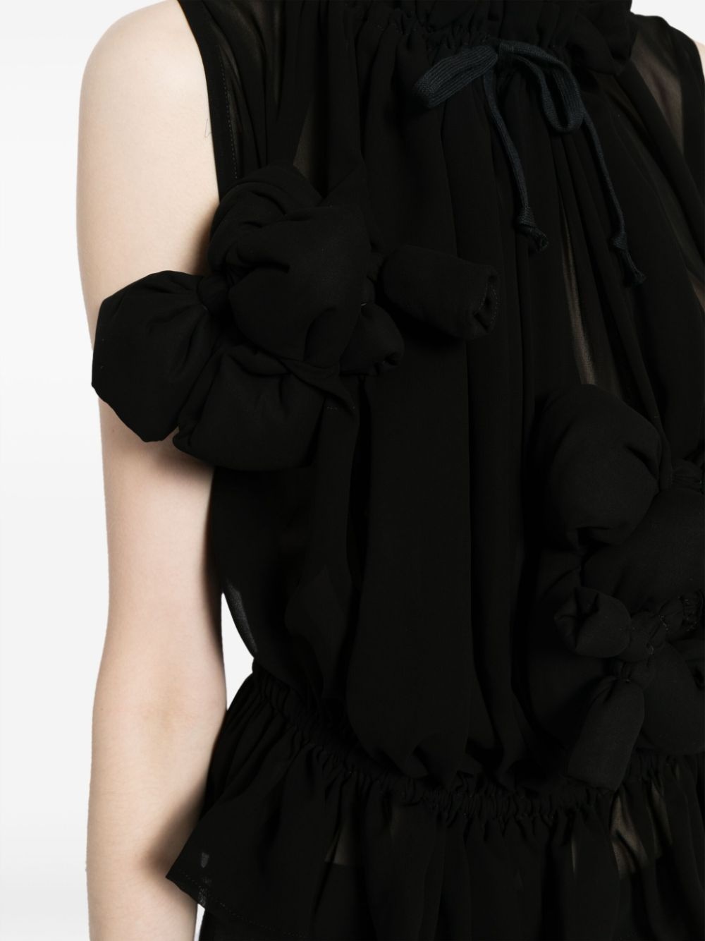 bow-detail semi-sheer blouse - 5