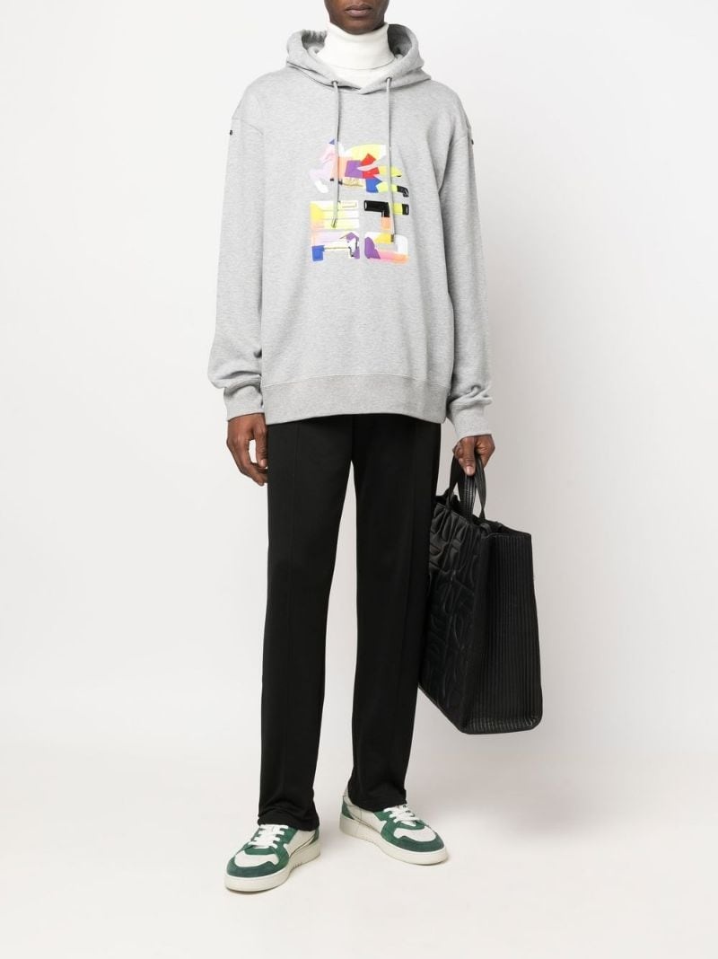 スウェット・トレーナー ETRO COTTON HOODIE WITH PATCHWORK LOGO PRINT Etro Patchwork Logo-print Rib-trimmed Hoodie In Grey | ModeSens