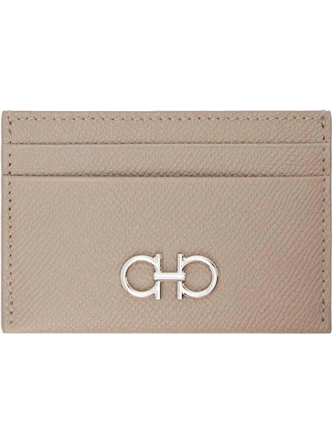 Taupe Gancini Credit Card Holder - 1