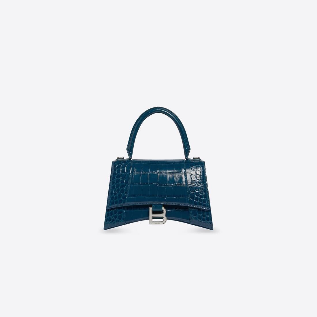 Women's Hourglass Small Handbag Crocodile Embossed in Dark Blue - 1