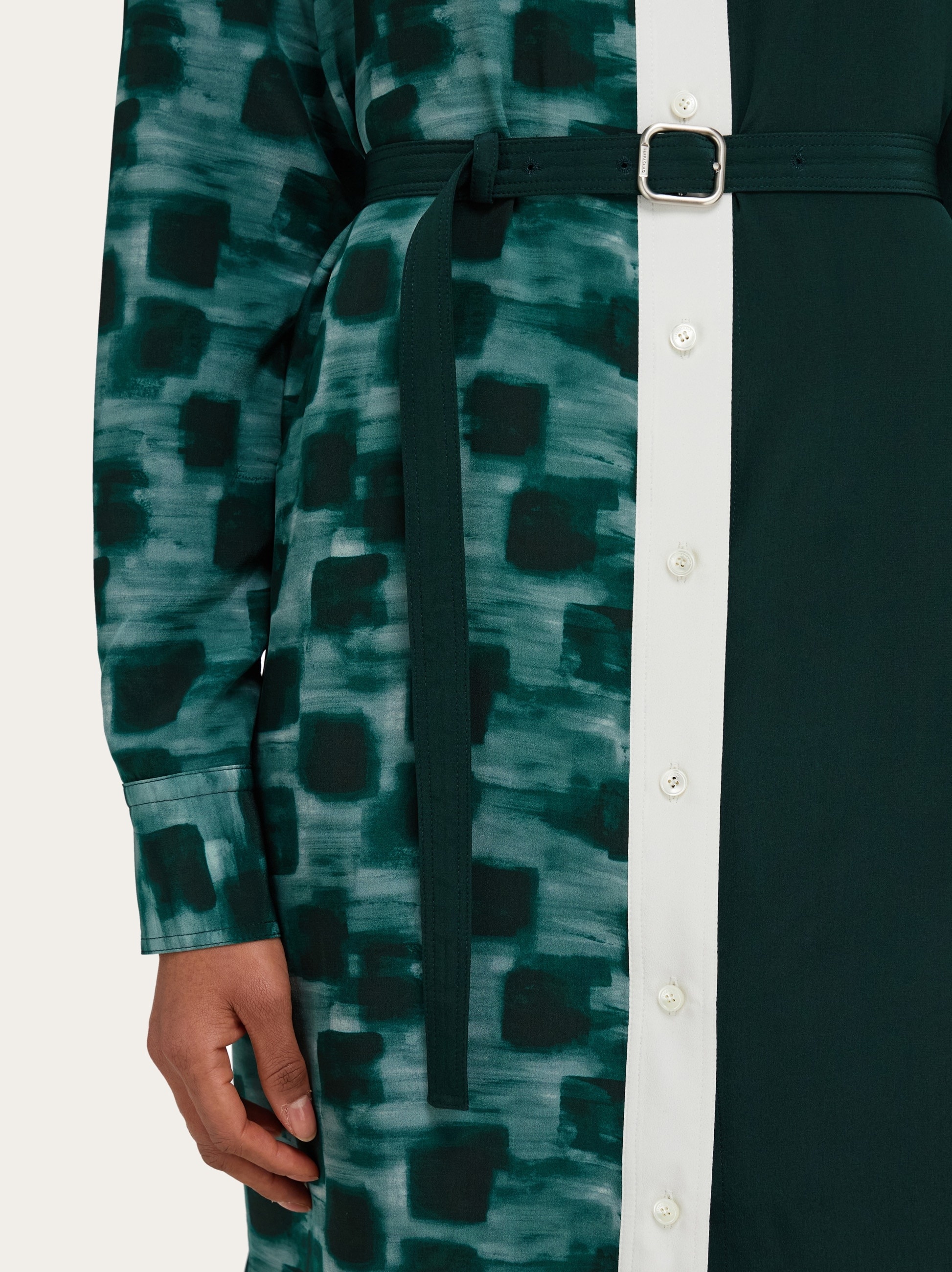 Shirt dress with contrasting prints - 5