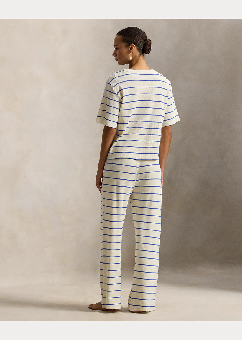 Striped Waffle-Knit Pajama Set 4
