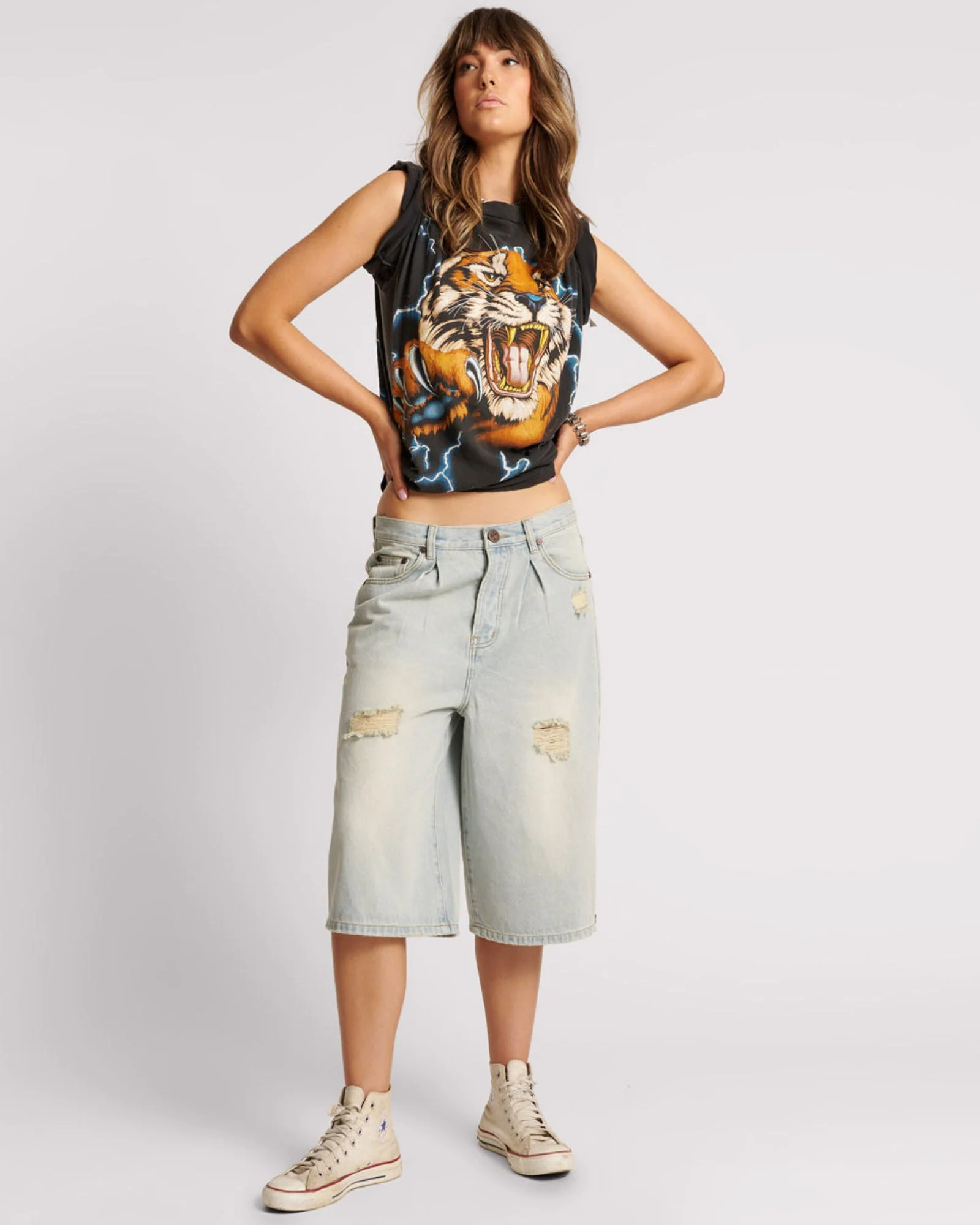 Beasties Low Waist Wide Leg Denim Jorts - Old West - 1